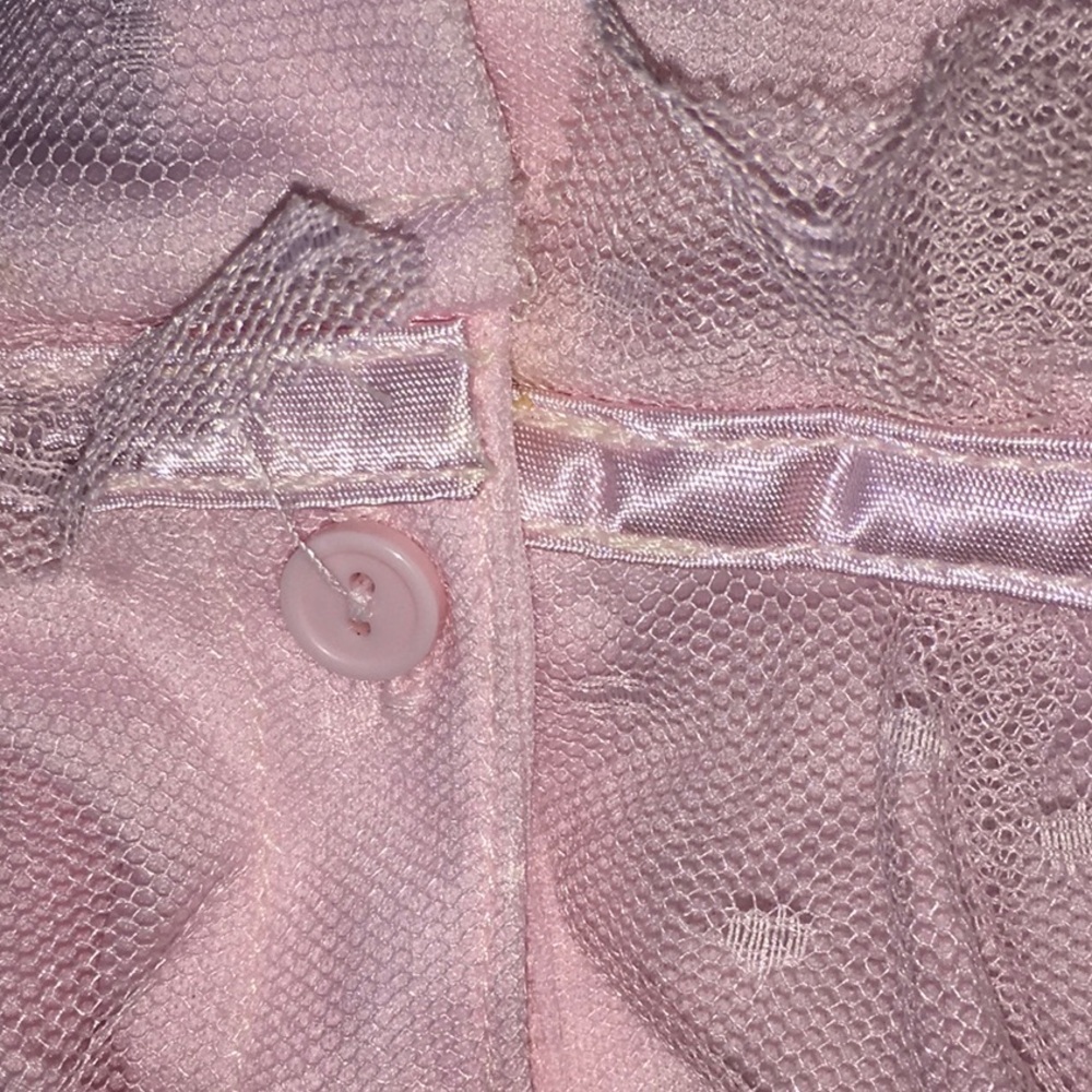 Pink Baby dress, 6-9 Month, rosette petals, Soft,nylon,bottom snaps. washable. - Picture 10 of 11